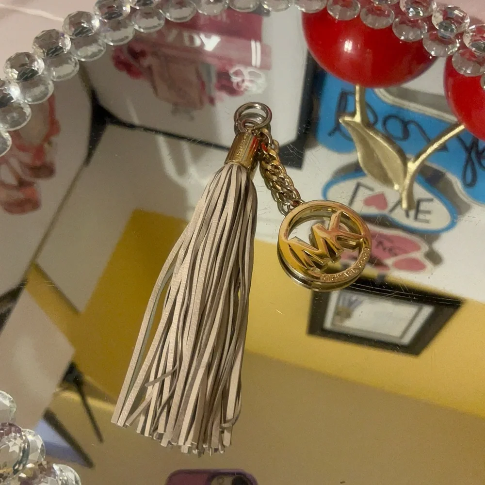 Michael Kors Gold and Tan Tassel Keychain